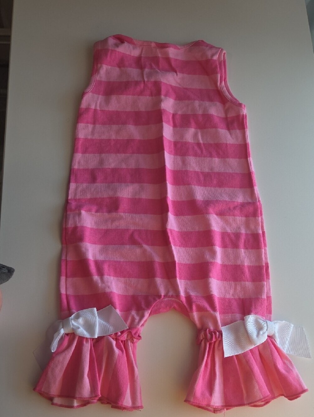Ricrac & Rufgles Striped Pink Ruffle Romper - Picture 6 of 7